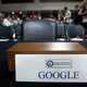 An empty chair reserved for a top executive for Google’s parent company Alphabet amid a September hearing on the Senate Intelligence Committee on “Foreign Influence Operations and Their Use of Social Media Platforms,” which Alphabet declined to send a top executive to attend.